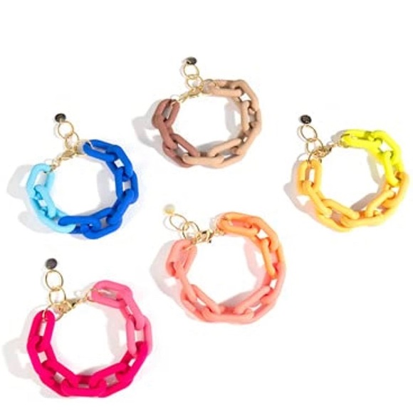 Chunky Link Bracelets Blue,pink,brown,Minimalist Rainbow,yellow,orange - Picture 6 of 9